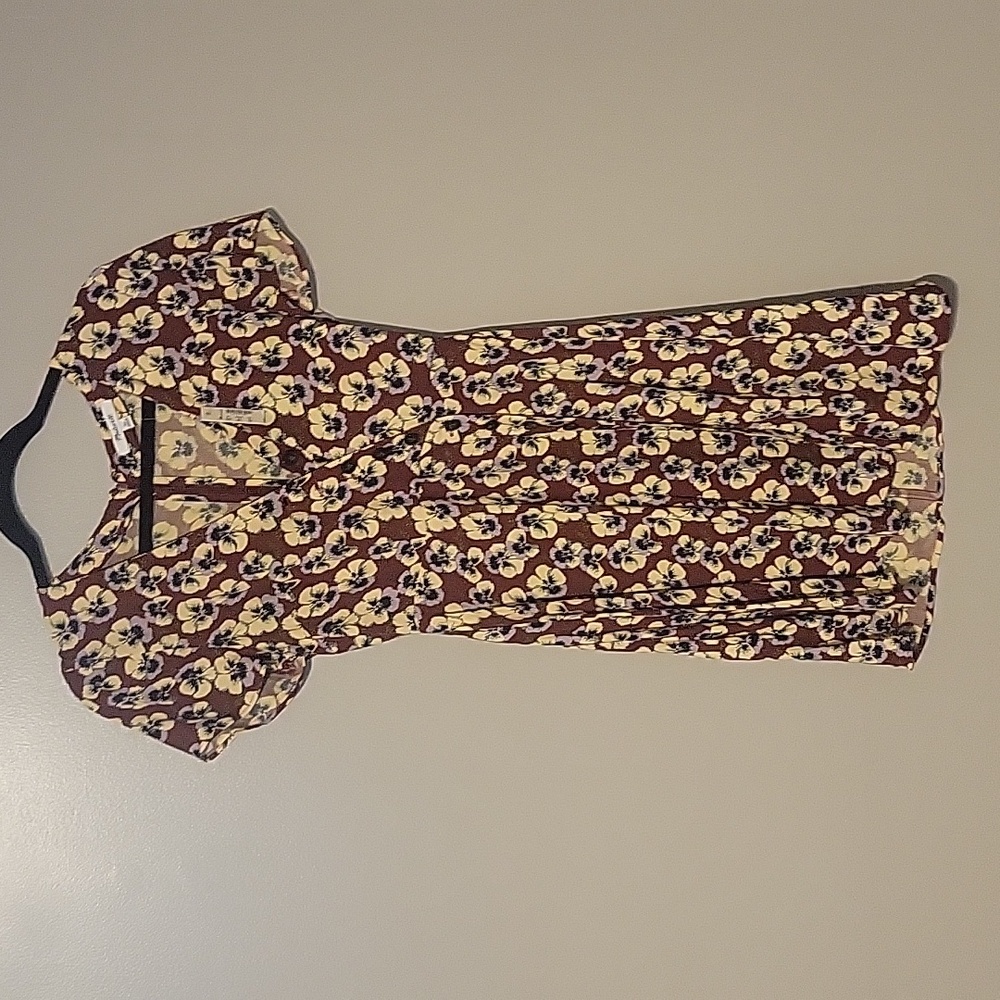 Madewell Button Wrap Mini Dress Viola Floral Red Womens Size 00